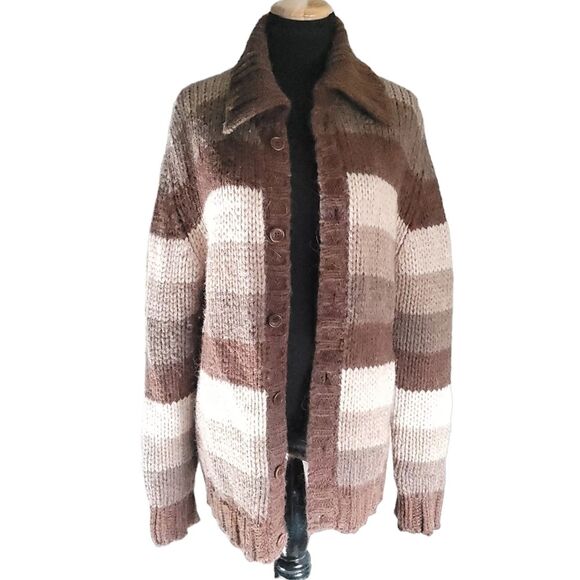 Dolce & Gabbana Wool Blend Sweater Oversized Unisex Brown and Cream 36/50 - Picture 1 of 13